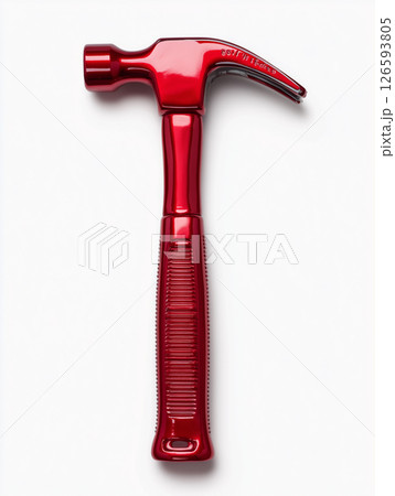 赤い金属製ハンマー｜光沢仕上げのDIY・整備用工具の高品質なクローズアップ 126593805