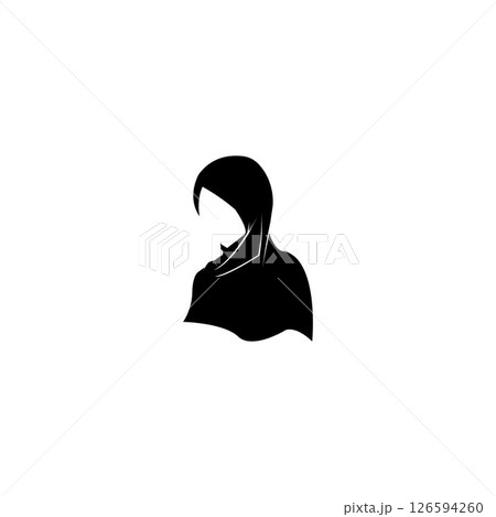 hijab women black silhouette vector icons app-vector 126594260