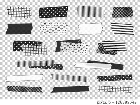 Cute patterned masking tape illustration set (pen drawing) 126595048