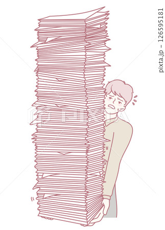 Feeling completely overwhelmed by the excessive amount of paperwork in the office environment 126595181