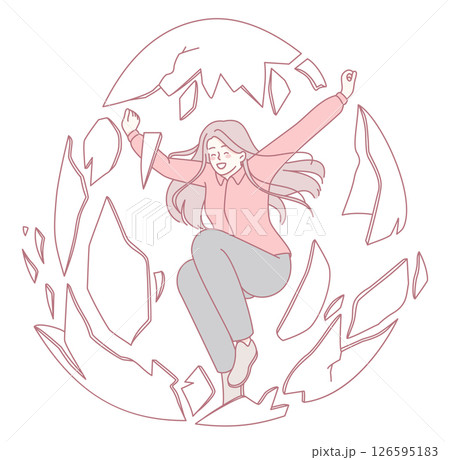 An Empowered Woman Courageously Breaking Free from All Constraints That Hold Her Back 126595183