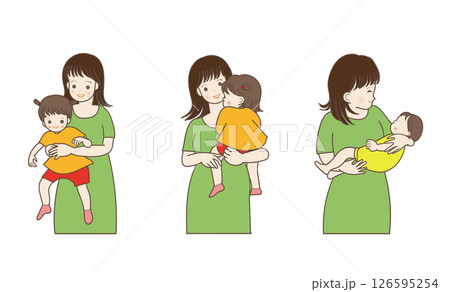 子どもを抱っこする母親セット 126595254