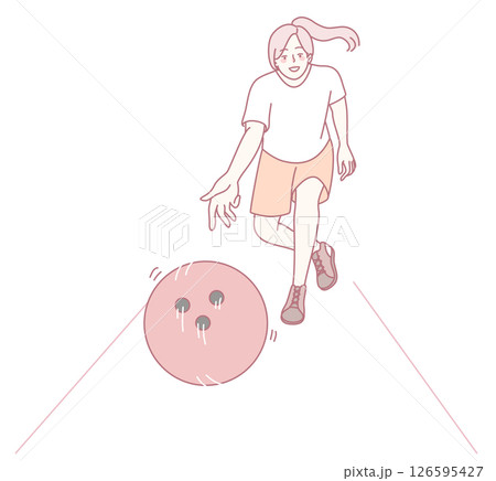 A young girl is joyfully bowling with high enthusiasm, showcasing her fun spirit and energy A young girl is joyfully bowling with high enthusiasm, showcasing her fun spirit and energy 126595427