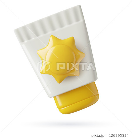 Sunscreen cream in tube cute 3d vector icon isolated on white background Sunscreen cream in tube cute 3d vector icon isolated on white background 126595534