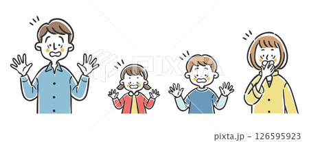ビックリする家族二世代　上半身　ベクター 126595923