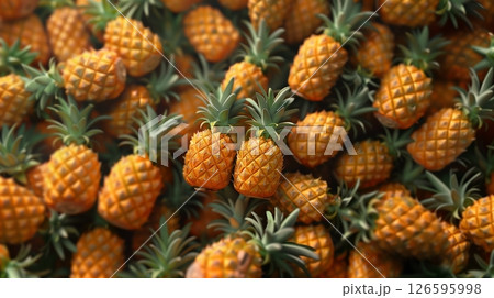 Pineapple fruit stock pile botanical farm harvest healthy lifestyle 126595998