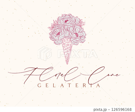 Gelateria floral cone label design 126596168