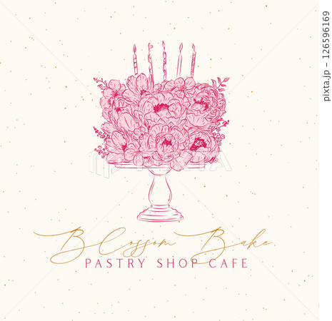 Pastry shop cafe label design 126596169