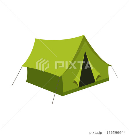 Green tourist camping tent icon isolated on white background. 126596644