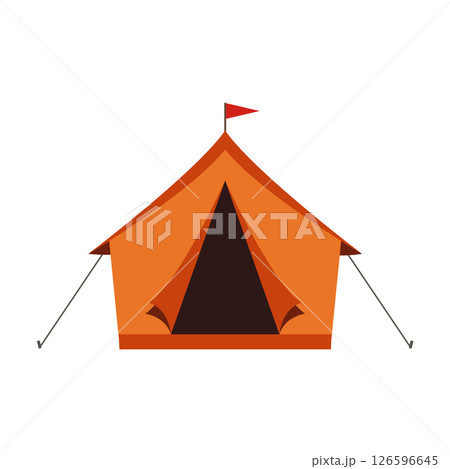 Orange tourist camping tent icon isolated on white background. 126596645