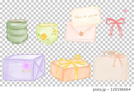 A watercolor illustration set depicting gifts and gratitude for Respect for the Aged Day 126596664