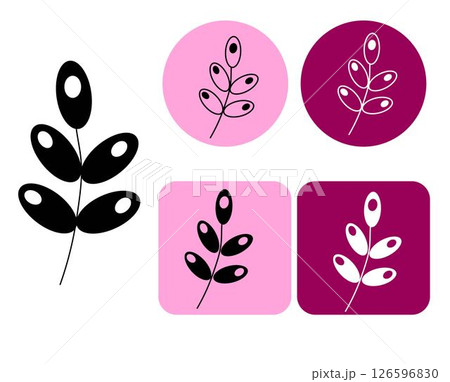 Icon Leaf Nature logotype. Vector graphic line illustration. Black and white cosmetic makeup art. design for fashion graphics, textile prints, fabrics, wallpapers. 126596830