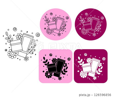 Face bode cream Flower logotype. Vector graphic line illustration. Black and white cosmetic makeup art. Perfect for cards, decorations, stickers, logo, menu, various designs. Face bode cream Flower logotype. Vector graphic line illustration. Black and white cosmetic makeup art. Perfect for cards, decorations, stickers, logo, menu, various designs. 126596856