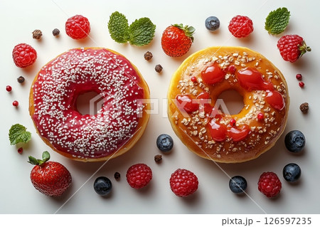 Sweet Donuts With Berries 126597235