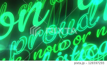 ポジティブな英単語が斜めに並んだネオンのような背景 - グリーン 126597293