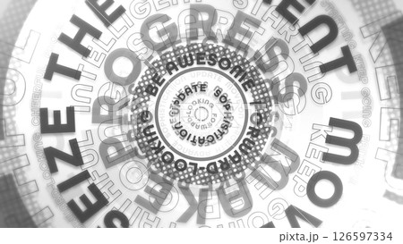 大きな円にポジティブな英単語が並んだ色セロハンのようなポップな背景 - モノトーン 大きな円にポジティブな英単語が並んだ色セロハンのようなポップな背景 - モノトーン 126597334