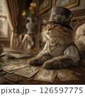 猫はタロットカードで未来を占う 126597775