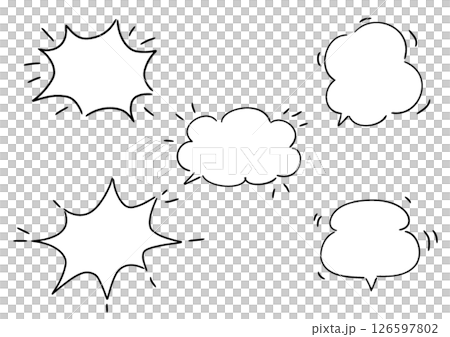 Handwritten speech bubble set, white painted Handwritten speech bubble set, white painted 126597802