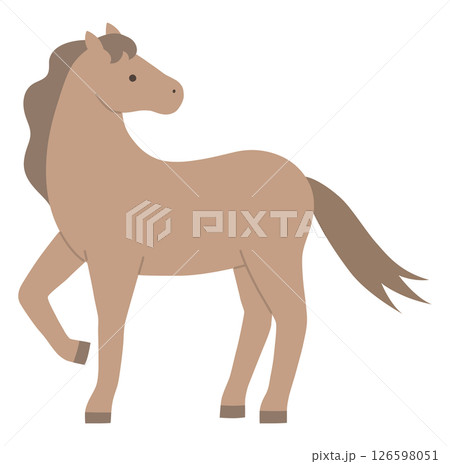 ふりかえる馬のベクターイラスト。干支、十二支、午、うま、午年