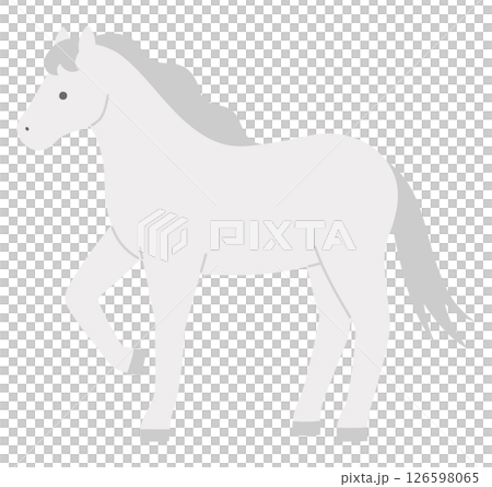 白馬のベクターイラスト。干支、十二支、午、馬、うま、午年、年賀状 126598065