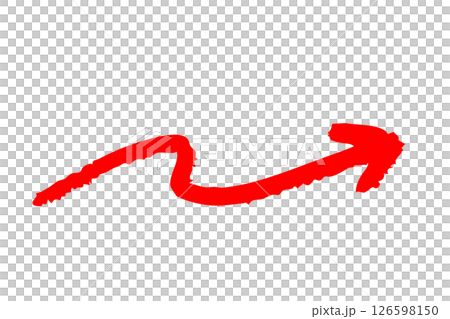 波浪形的手繪箭頭，畫筆，紅色，向量 126598150