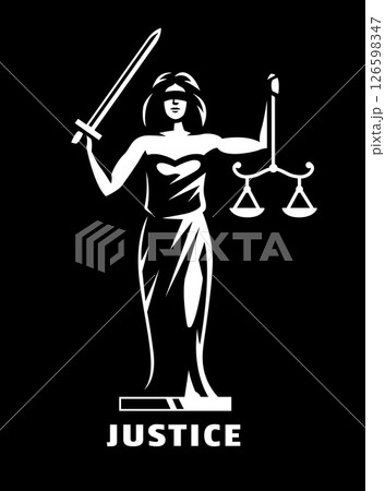 Lady justice logo on a dark background. Lady justice logo on a dark background. 126598347
