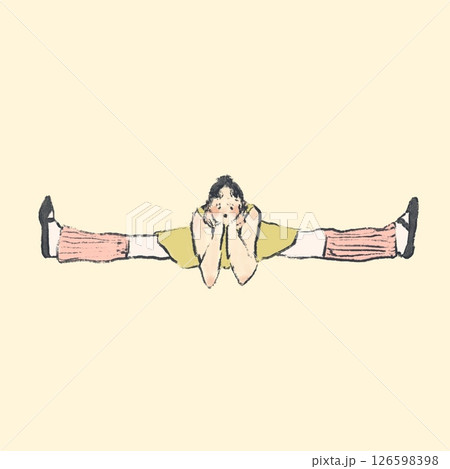 バレエの開脚ストレッチをしている女性 126598398