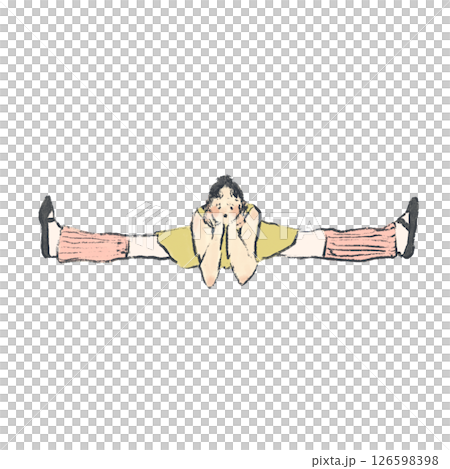 一位女士正在做芭蕾分腿伸展運動 126598398