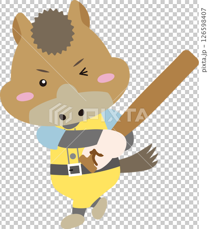 揮舞著球棒的可愛馬兒(馬年,運動插畫) 揮舞著球棒的可愛馬兒(馬年,運動插畫) 126598407