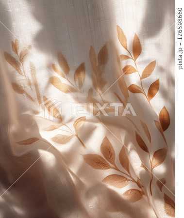 葉模様のカーテンのテクスチャ|柔らかな光と影が織りなす癒しの背景素材 葉模様のカーテンのテクスチャ|柔らかな光と影が織りなす癒しの背景素材 126598660
