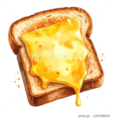 チーズトーストの水彩風イラスト 生成AI チーズトーストの水彩風イラスト 生成AI 126599005