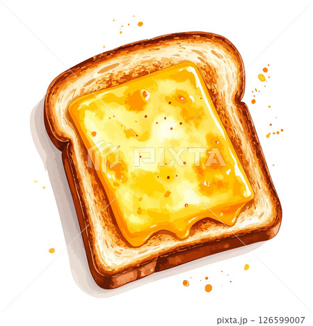 チーズトーストの水彩風イラスト 生成AI チーズトーストの水彩風イラスト 生成AI 126599007