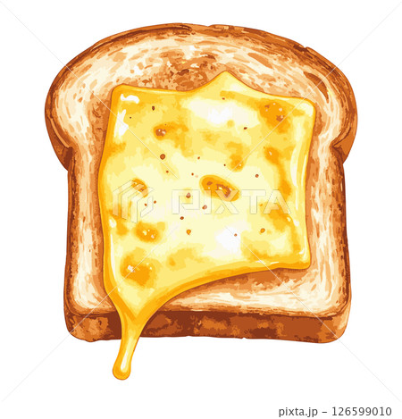 チーズトーストの水彩風イラスト　生成AI 126599010
