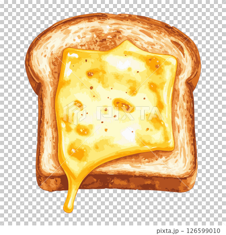 チーズトーストの水彩風イラスト　生成AI 126599010