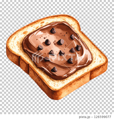 巧克力奶油吐司水彩插圖 - AI 生成 126599077
