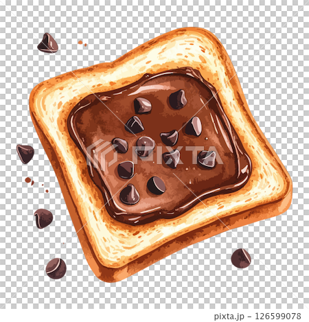 Watercolor illustration of toast with chocolate cream - AI generation 126599078