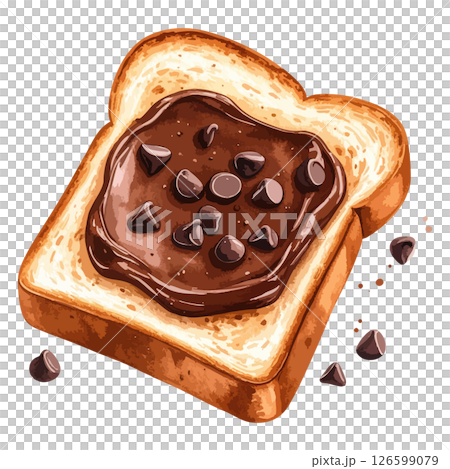 巧克力奶油吐司水彩插圖 - AI 生成 巧克力奶油吐司水彩插圖 - AI 生成 126599079