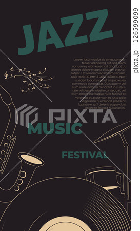 retro design for jazz festival flier or poster 126599099