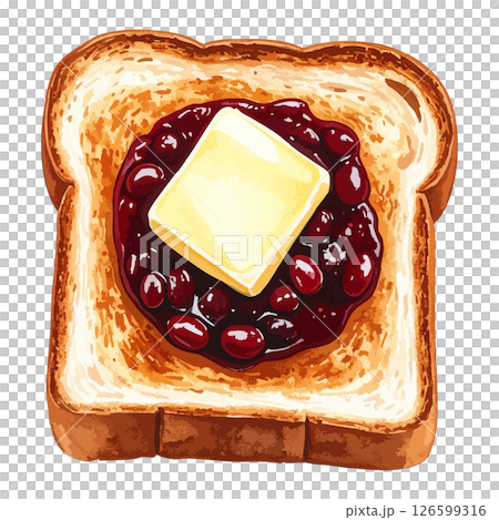 Watercolor illustration of anko butter toast AI generation 126599316