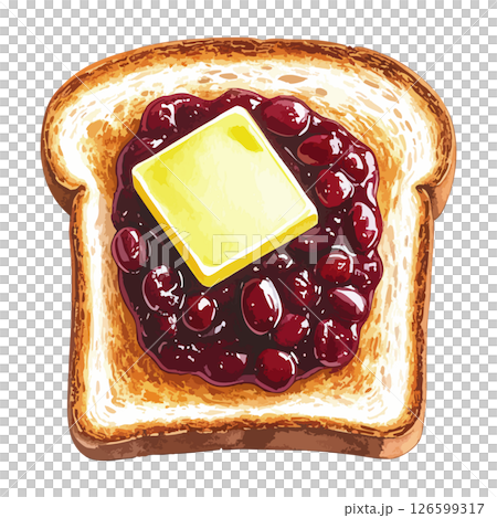 Watercolor illustration of anko butter toast AI generation 126599317