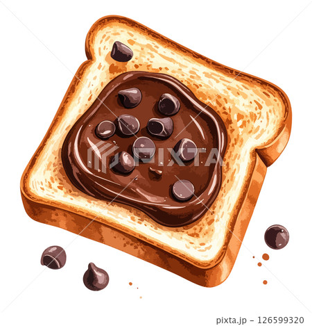 チョコクリームが塗られたトーストの水彩風イラスト 生成AI チョコクリームが塗られたトーストの水彩風イラスト 生成AI 126599320