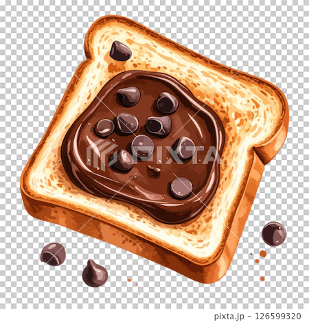 チョコクリームが塗られたトーストの水彩風イラスト 生成AI チョコクリームが塗られたトーストの水彩風イラスト 生成AI 126599320