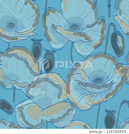 seamless pattern with hand drawn colored lilies seamless pattern with hand drawn colored lilies 126599459