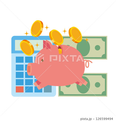 お金とブタの貯金箱 126599494
