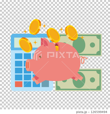 お金とブタの貯金箱 126599494