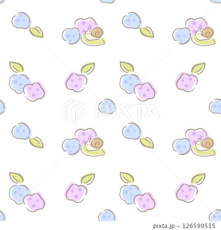 紫陽花とカタツムリ シームレス パターン背景 126599515