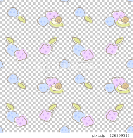 繡球花和蝸牛無縫圖案背景 126599515