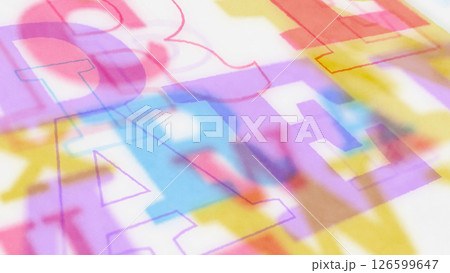 印刷物風のアルファベットが立体的に斜めに並んだ背景 - カラフル 印刷物風のアルファベットが立体的に斜めに並んだ背景 - カラフル 126599647