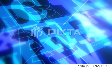 サイバー風のアルファベットが立体的に斜めに並んだ背景 - ブルー サイバー風のアルファベットが立体的に斜めに並んだ背景 - ブルー 126599648