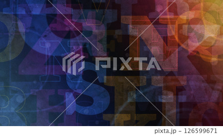 アルファベットが並んだヴィンテージ風の背景 - ダークカラー 126599671